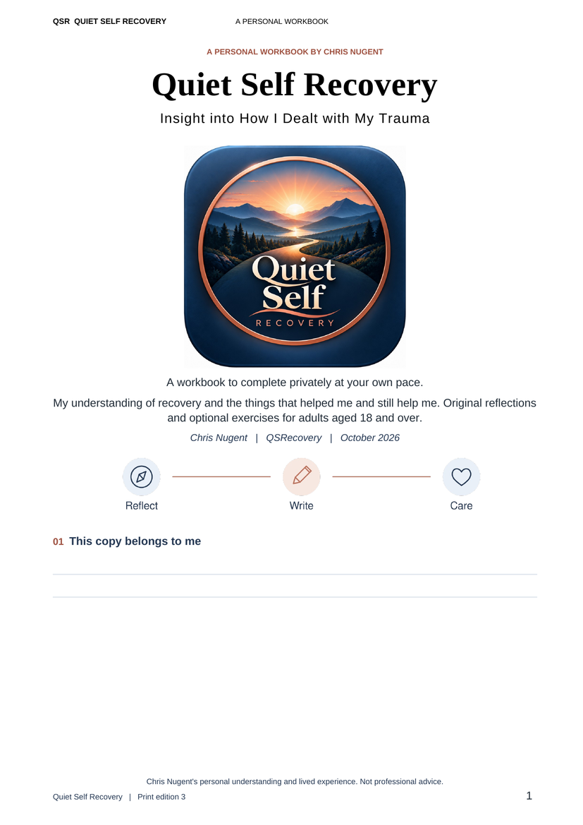 Cover of Quiet Self Recovery, Chris Nugent's personal recovery workbook